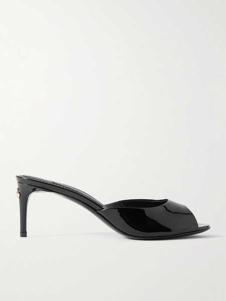  Dolce & Gabbana Dolce & Gabbana - Embellished Patent-leather Mules - Black 