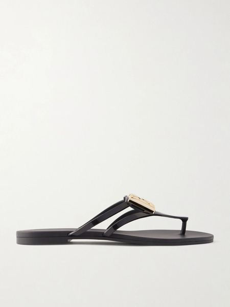  Dolce & Gabbana Dolce & Gabbana - Embellished Rubber Flip Flops - Black 