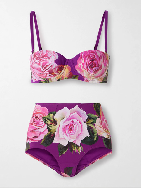  Dolce & Gabbana Dolce & Gabbana - Floral-print Balconette Bikini - Purple 