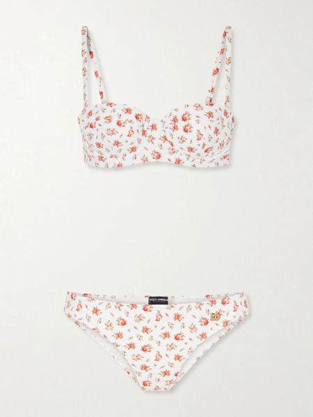  Dolce & Gabbana Dolce & Gabbana - Floral-print Bikini - White 