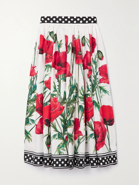  Dolce & Gabbana Dolce & Gabbana - Floral-print Silk Midi Skirt - Red 
