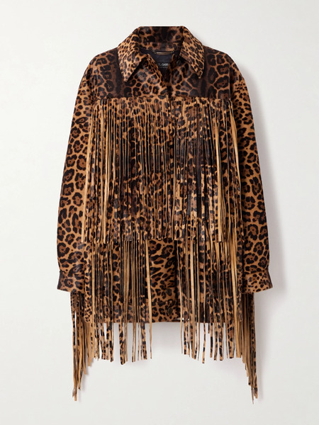  Dolce & Gabbana Dolce & Gabbana - Fringed Leopard-print Calf Hair Jacket - Leopard Print 