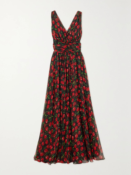  Dolce & Gabbana Dolce & Gabbana - Gathered Printed Silk-blend Chiffon Maxi Dress - It42 
