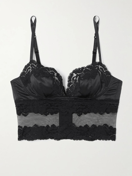  Dolce & Gabbana Dolce & Gabbana - Lace And Stretch-silk Satin Balconette Bralette - Black 