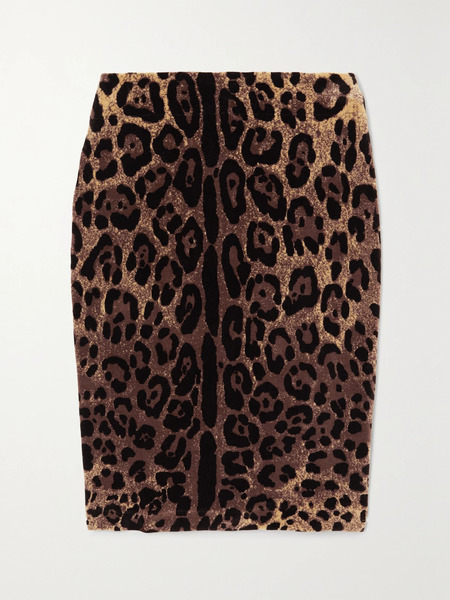  Dolce & Gabbana Dolce & Gabbana - Leopard-print Cotton-blend Chenille Mini Skirt - Leopard Print 