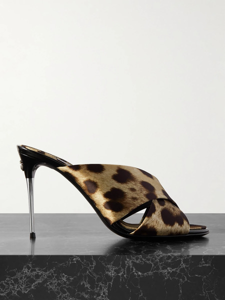  Dolce & Gabbana Dolce & Gabbana - Leopard-print Satin Mules - Leopard Print 