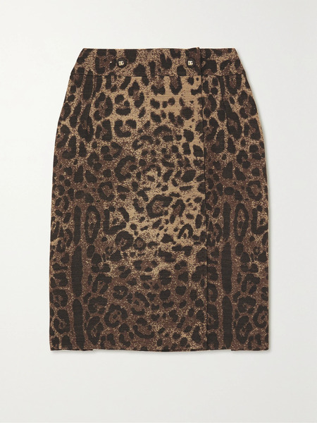  Dolce & Gabbana Dolce & Gabbana - Leopard-print Wool-blend Jacquard Mini Skirt - Leopard Print 