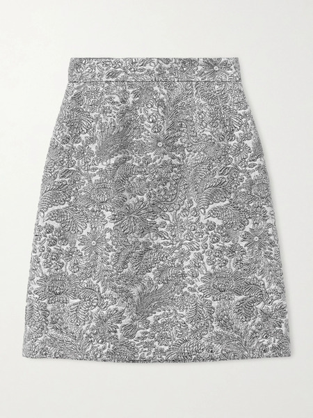  Dolce & Gabbana Dolce & Gabbana - Metallic Jacquard Mini Skirt - Silver 