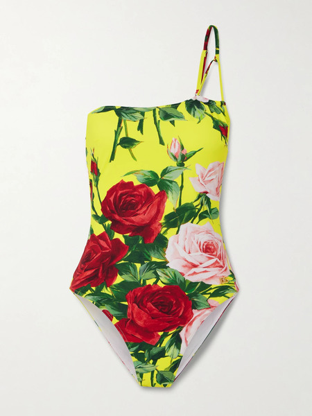  Dolce & Gabbana Dolce & Gabbana - One-shoulder Floral-print Swimsuit - Green 
