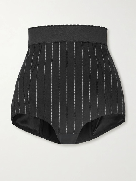  Dolce & Gabbana Dolce & Gabbana - Pinstriped Wool-blend Twill Shorts - Black 