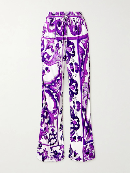  Dolce & Gabbana Dolce & Gabbana - Printed Jersey Wide-leg Pants - Purple 