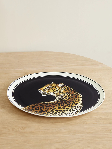  Dolce & Gabbana Dolce & Gabbana - Printed Porcelain Platter - Leopard Print 