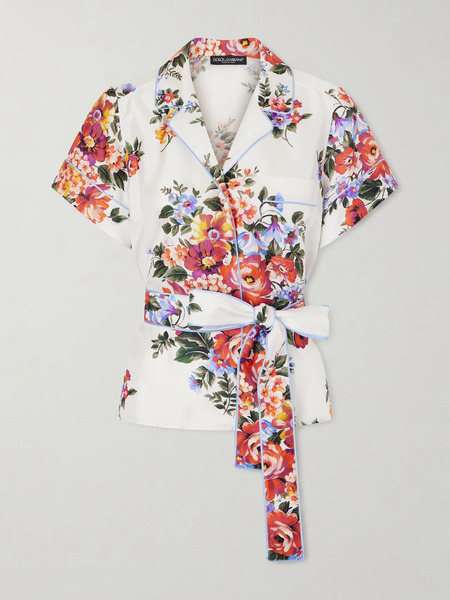 Dolce & Gabbana Dolce & Gabbana - Printed Silk-twill Shirt - White 
