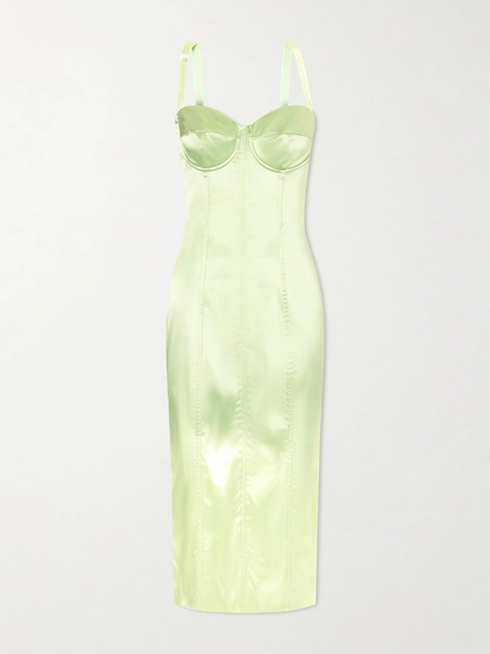  Dolce & Gabbana Dolce & Gabbana - Satin Bustier Midi Dress - Light Green 