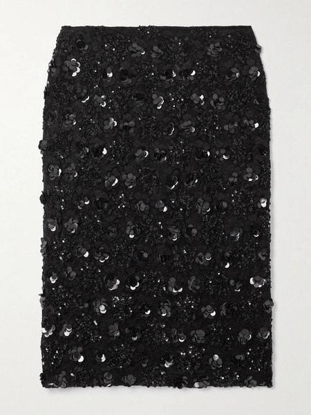  Dolce & Gabbana Dolce & Gabbana - Sequin-embellished Lace Skirt - Black 