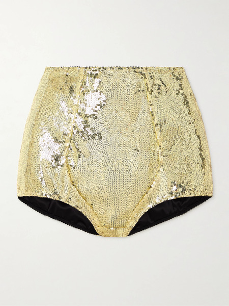  Dolce & Gabbana Dolce & Gabbana - Sequined Tulle Briefs - Gold 