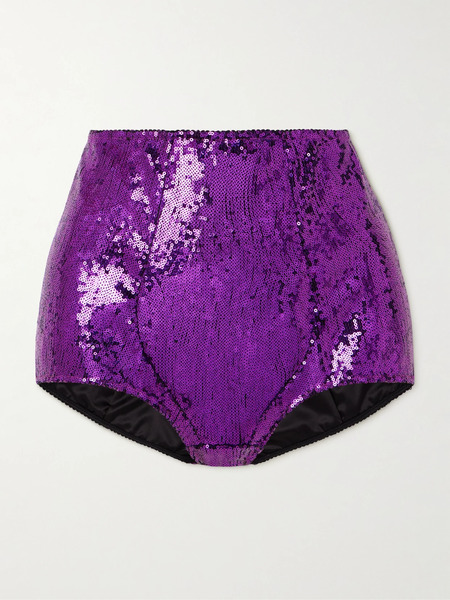  Dolce & Gabbana Dolce & Gabbana - Sequined Tulle Briefs - Purple 