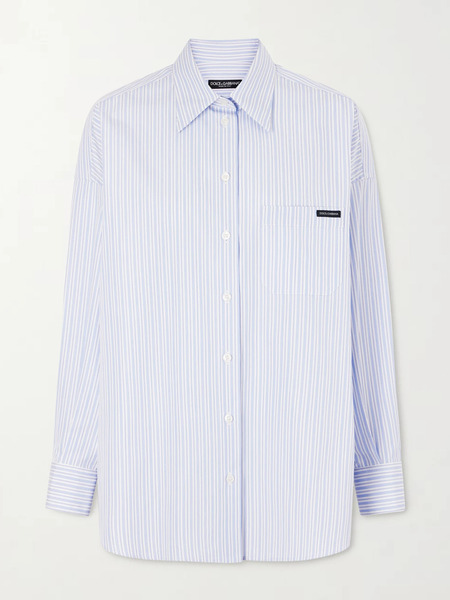  Dolce & Gabbana Dolce & Gabbana - Striped Cotton-poplin Shirt - Blue 