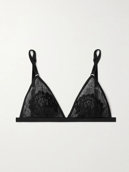  Dolce & Gabbana Dolce & Gabbana - Tulle And Lace Soft-cup Triangle Bra - Black 