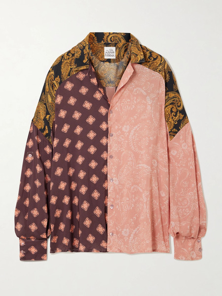  Donde Esteban Donde Esteban - Estrellitas Printed Crepe Shirt - Brown 