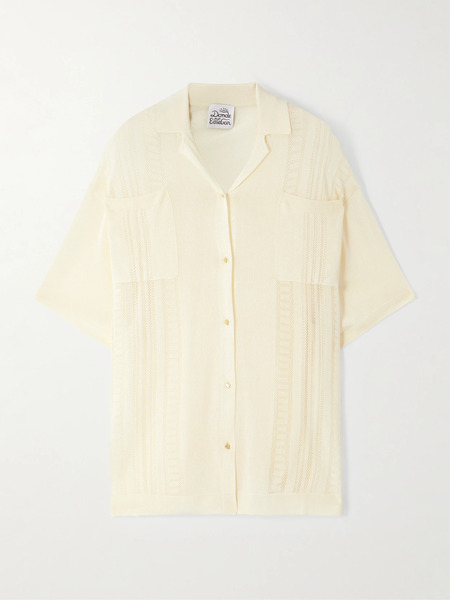  Donde Esteban Donde Esteban - Guayabera Pointelle-knit Shirt - Cream 