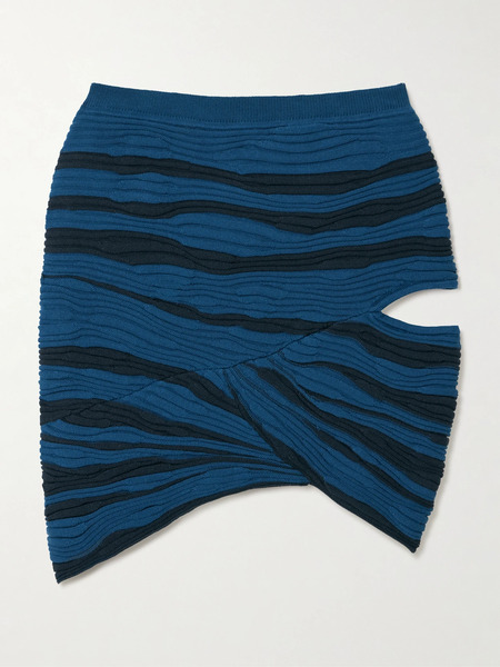  Donde Esteban Donde Esteban - Magdalena Cutout Ribbed Cotton Mini Skirt - Blue 