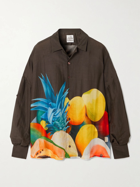  Donde Esteban Donde Esteban - Salpicon Printed Silk Shirt - Brown 
