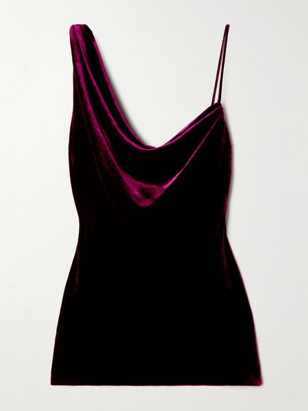  Dries Van Noten Dries Van Noten - Asymmetric Draped Velvet Top - Burgundy 