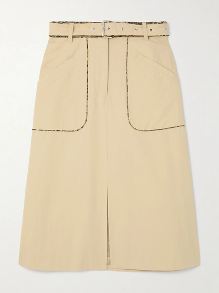  Dries Van Noten Dries Van Noten - Belted Cotton-canvas Midi Skirt - Beige 