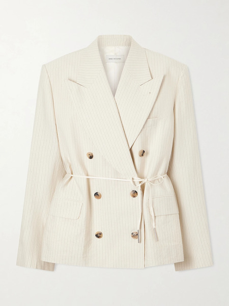  Dries Van Noten Dries Van Noten - Bosea Oversized Double-breasted Striped Cotton Blazer - Ecru 