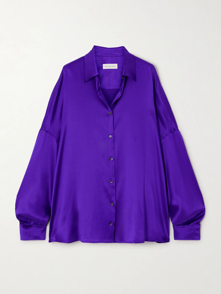  Dries Van Noten Dries Van Noten - Casia Oversized Silk-satin Shirt - Purple 