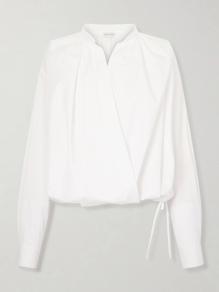  Dries Van Noten Dries Van Noten - Cotton-poplin Wrap Shirt - White 