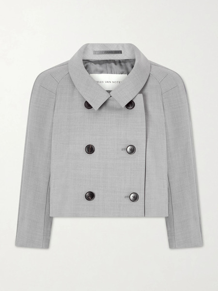  Dries Van Noten Dries Van Noten - Cropped Doubel-breasted Grain De Poudre Jacket - Gray 