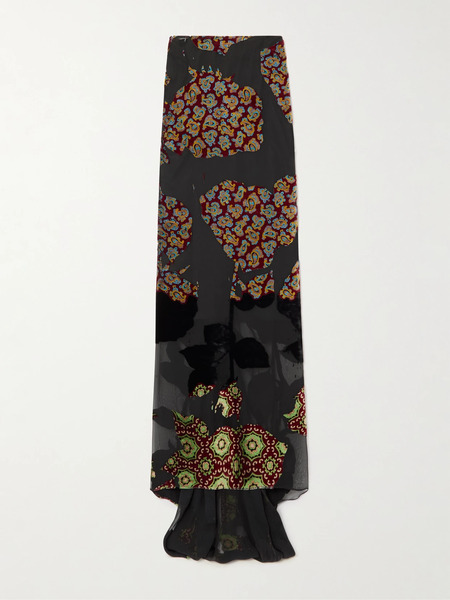  Dries Van Noten Dries Van Noten - Devoré-velvet Maxi Skirt - Black 
