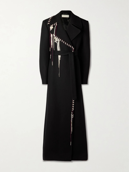  Dries Van Noten Dries Van Noten - Double-breasted Belted Whipstitched Wool-blend Coat - Black 