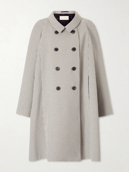  Dries Van Noten Dries Van Noten - Double-breasted Checked Woven Coat - Gray 