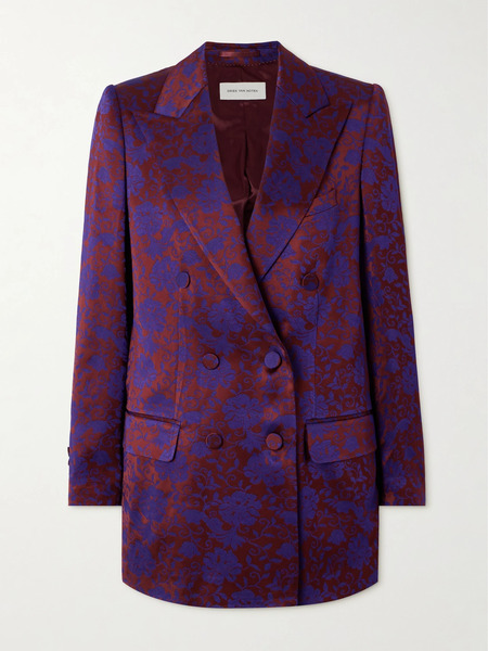  Dries Van Noten Dries Van Noten - Double-breasted Floral-jacquard Twill Blazer - Purple 