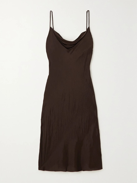 Dries Van Noten Dries Van Noten - Draped Crinkled-shell Dress - Dark Brown 