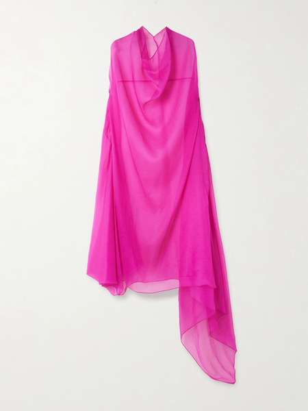  Dries Van Noten Dries Van Noten - Draped Silk-chiffon Midi Dress - Fuchsia 