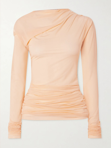  Dries Van Noten Dries Van Noten - Draped Stretch-mesh Top - Pink 