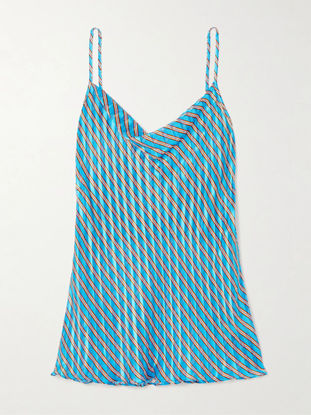  Dries Van Noten Dries Van Noten - Draped Striped Devoré-satin Camisole - Blue 