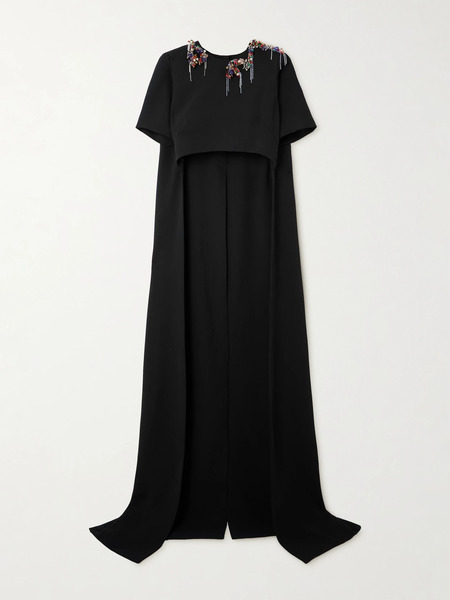  Dries Van Noten Dries Van Noten - Embellished Crepe Cape-effect Top - Black 