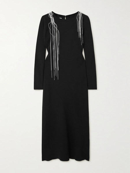  Dries Van Noten Dries Van Noten - Embellished Crepe Midi Dress - Black 