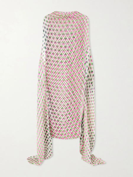  Dries Van Noten Dries Van Noten - Embellished Polka-dot Silk Midi Dress - Ecru 