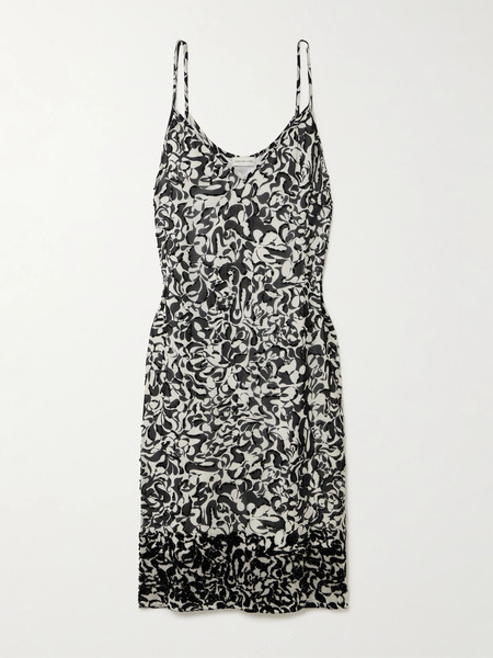  Dries Van Noten Dries Van Noten - Embellished Printed Chiffon Dress - Black 
