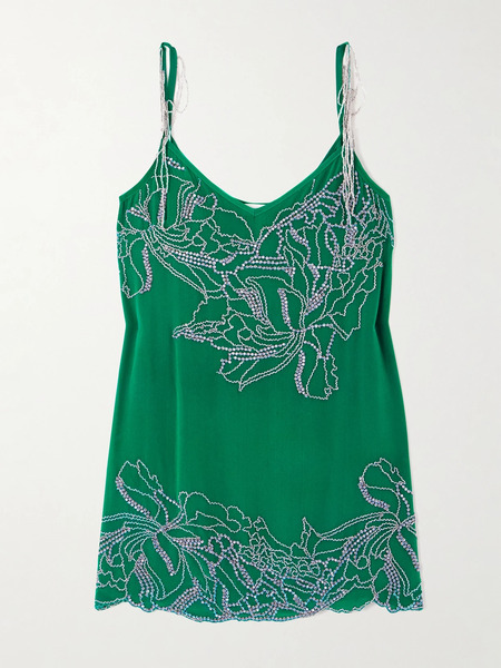  Dries Van Noten Dries Van Noten - Embellished Silk-crepe Camisole - Green 