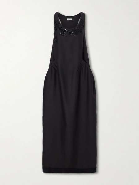  Dries Van Noten Dries Van Noten - Embellished Wool And Silk-blend Midi Dress - Black 