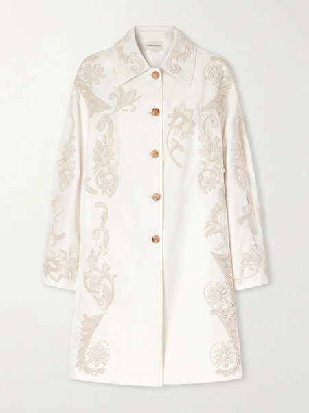  Dries Van Noten Dries Van Noten - Embroidered Cotton-canvas Coat - White 