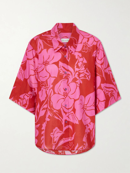  Dries Van Noten Dries Van Noten - Floral-print Cotton-voile Shirt - Fuchsia 