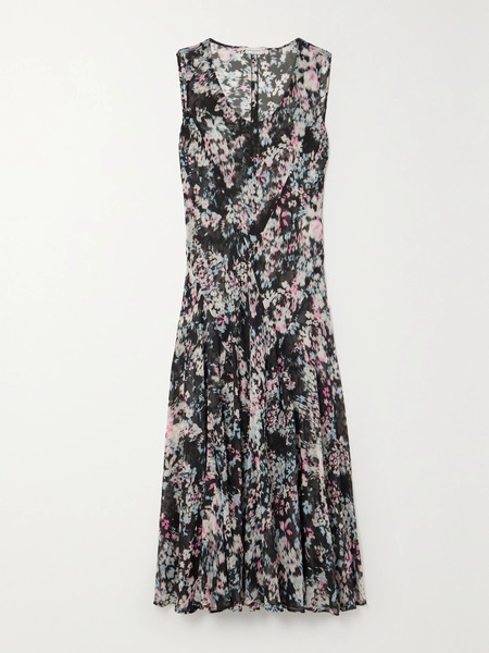  Dries Van Noten Dries Van Noten - Floral-print Georgette Maxi Dress - Black 